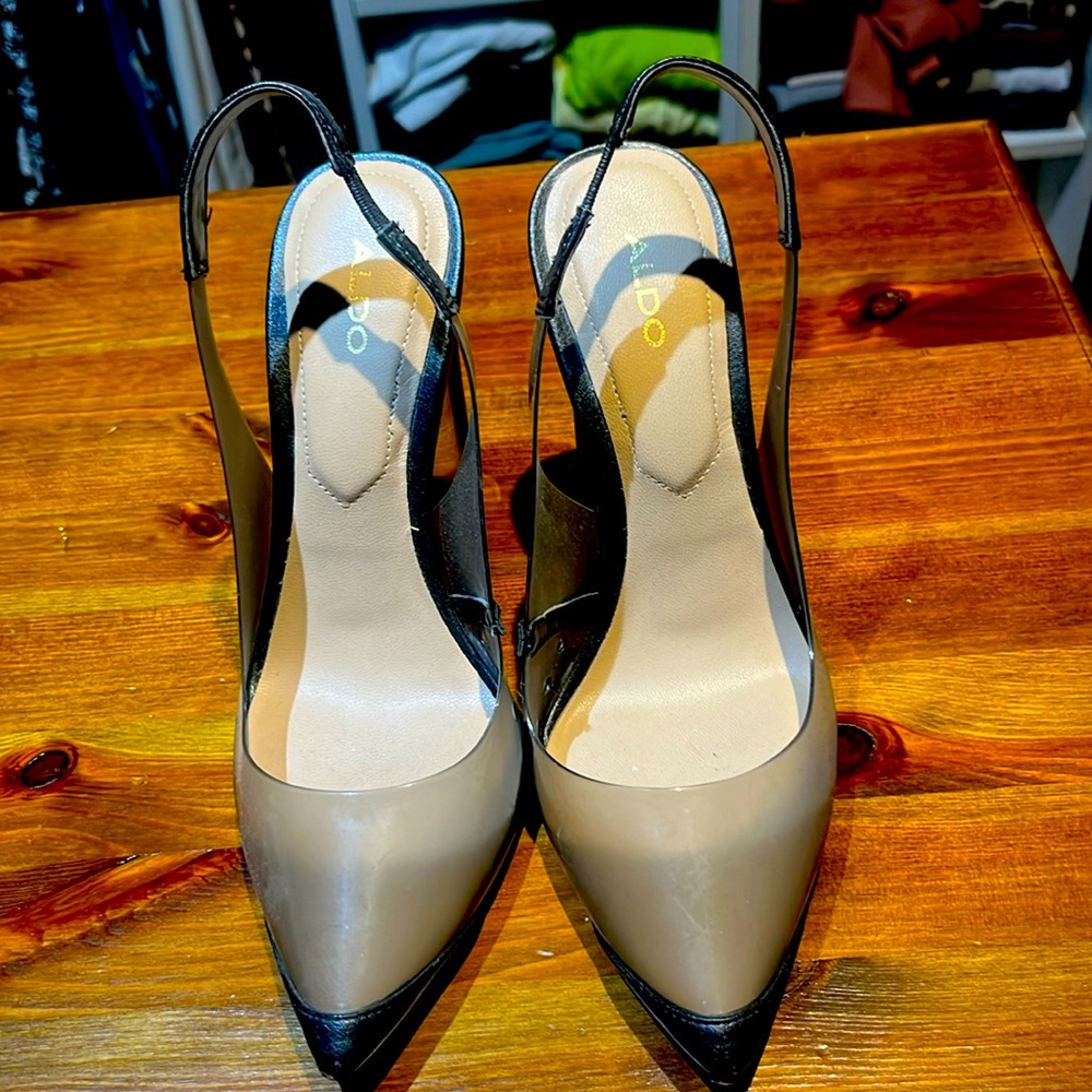 See through black Aldo shoes size 6